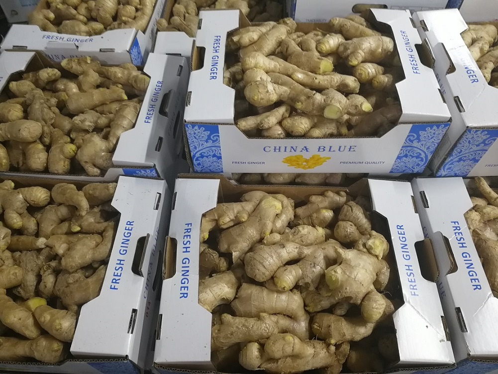 organic ginger in open top box